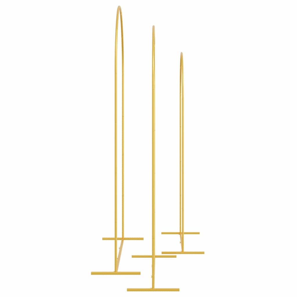 vidaXL Wedding Arch 3 pcs Gold Steel