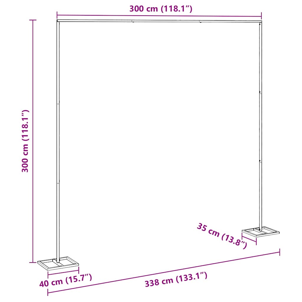 vidaXL Wedding Arch Gold 338 x 35 x 300 cm Steel
