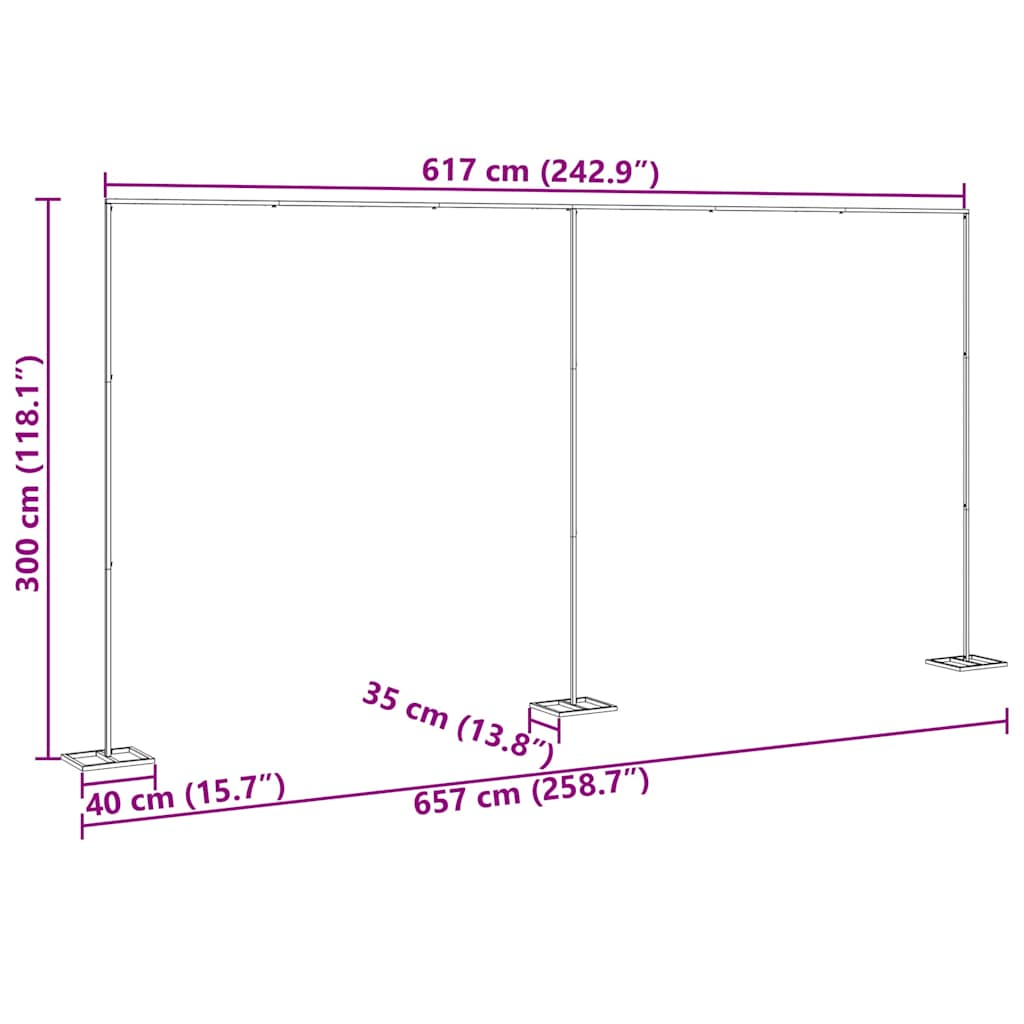 vidaXL Wedding Arch Gold 657 x 35 x 300 cm Steel