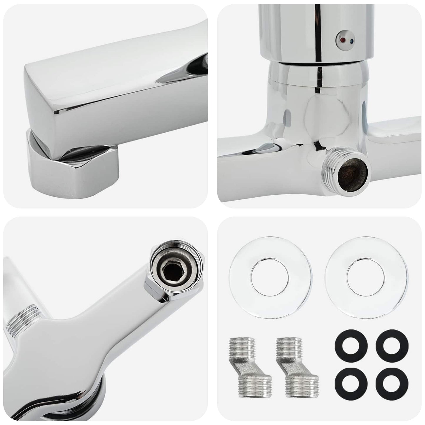 vidaXL Shower Mixer Tap Chrome G 1 / 2 inches Brass