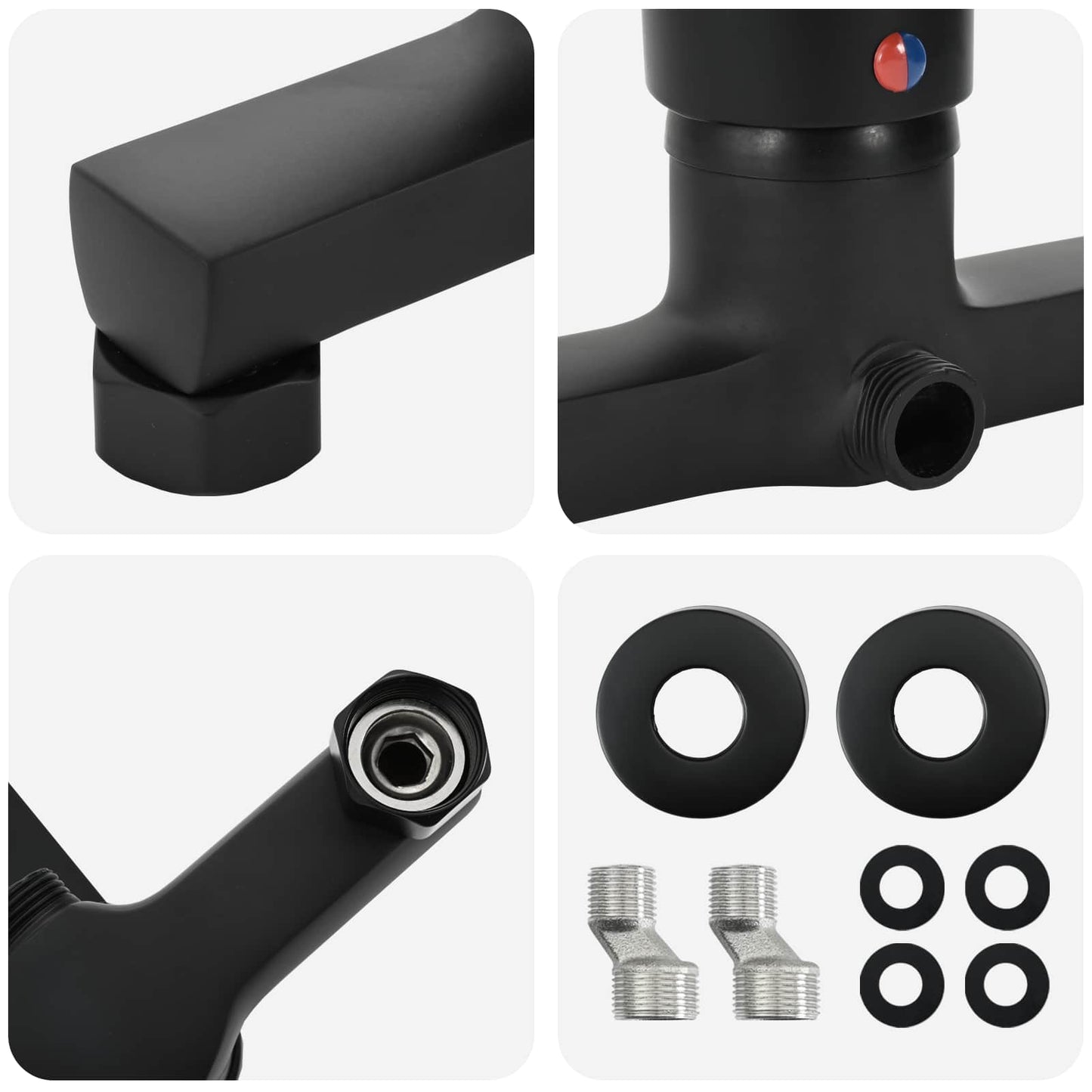 vidaXL Shower Mixer Tap Black G 1 / 2 inches Brass