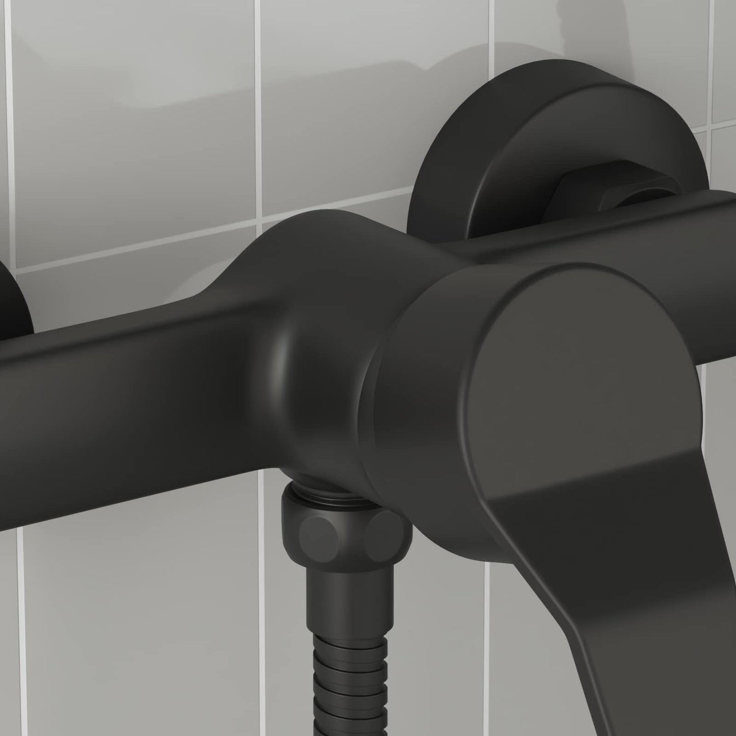 vidaXL Shower Mixer Tap Black G 1 / 2 inches Brass