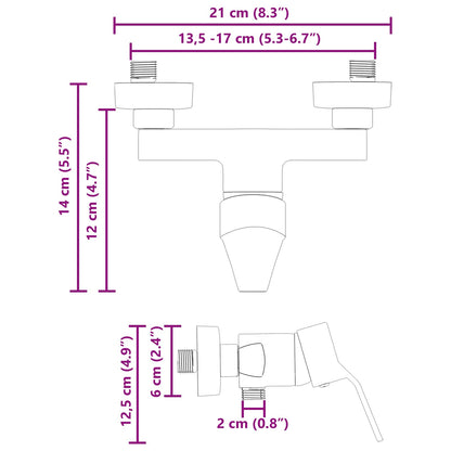 vidaXL Shower Mixer Tap Black G 1 / 2 inches Brass