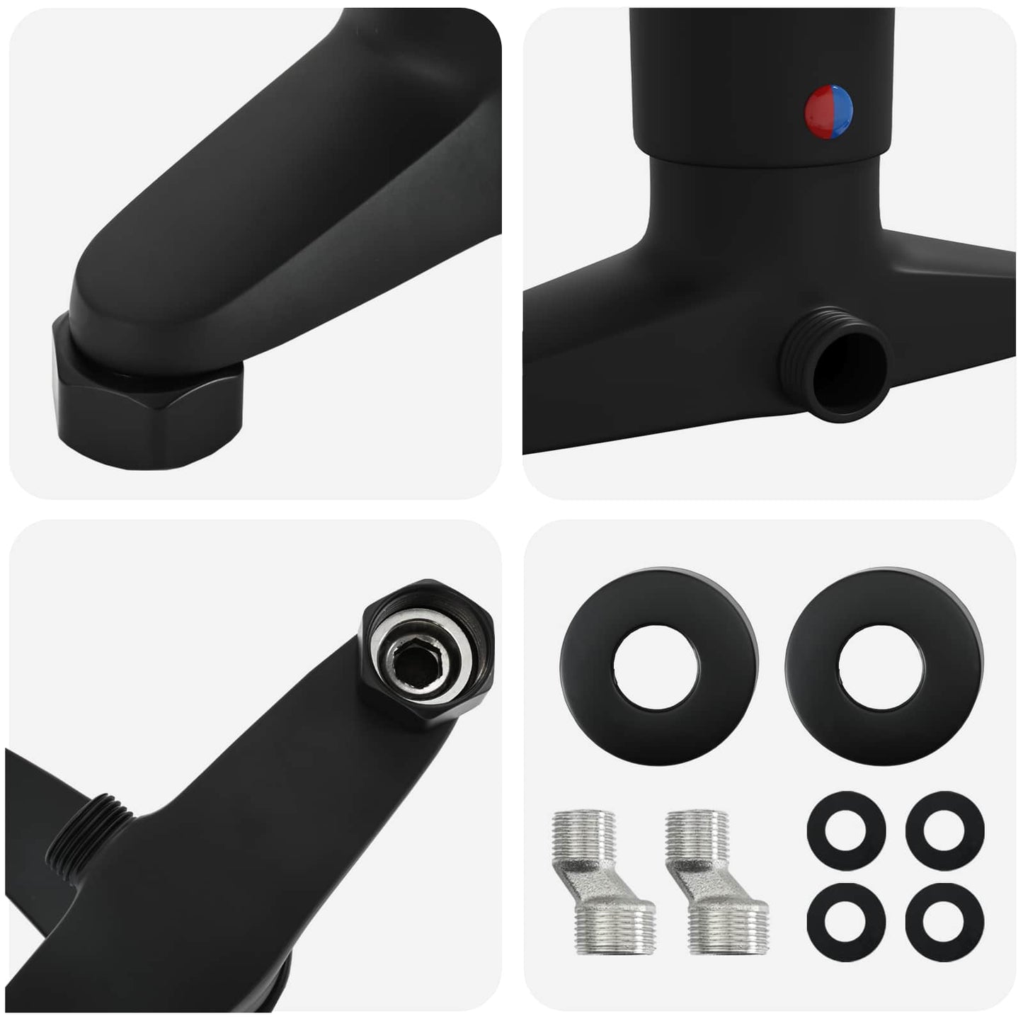 vidaXL Shower Mixer Tap Black G 1 / 2 inches