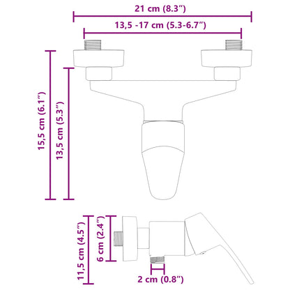 vidaXL Shower Mixer Tap Black G 1 / 2 inches