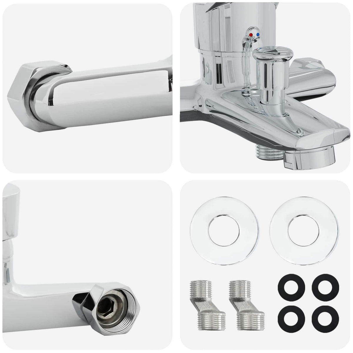 vidaXL Shower Mixer Tap Chrome G 1/2 inches
