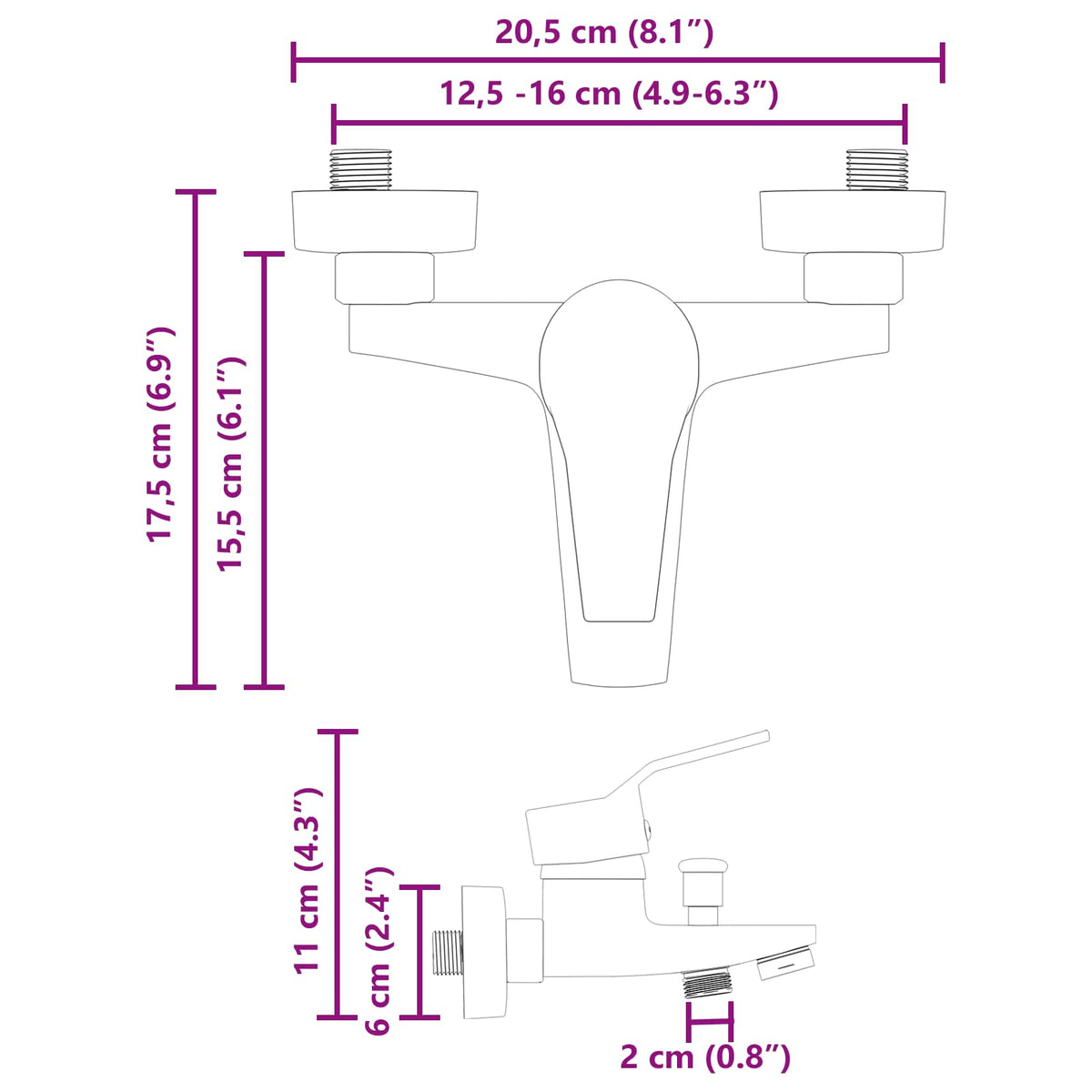 vidaXL Shower Mixer Tap Chrome G 1/2 inches