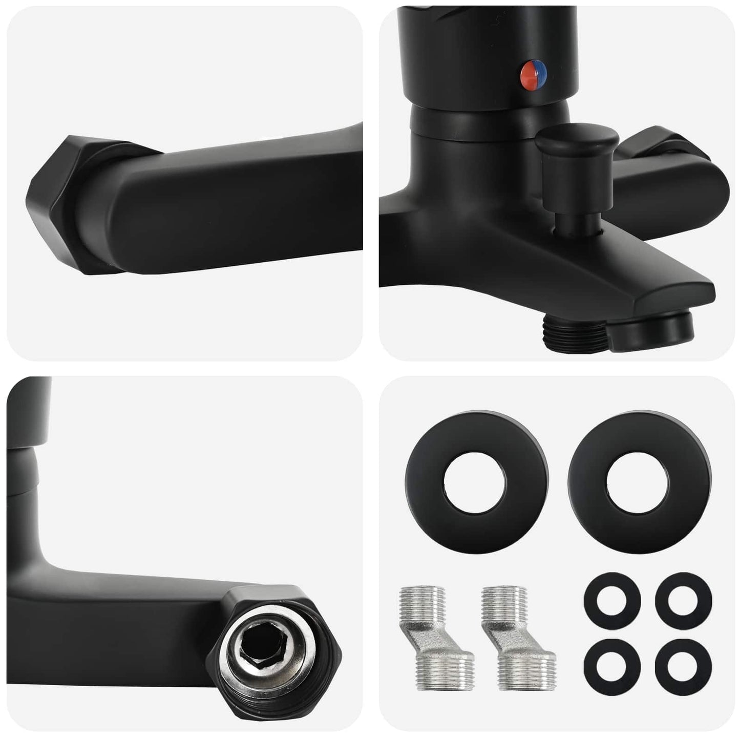 vidaXL Shower Mixer Tap Black G 1 / 2 inches