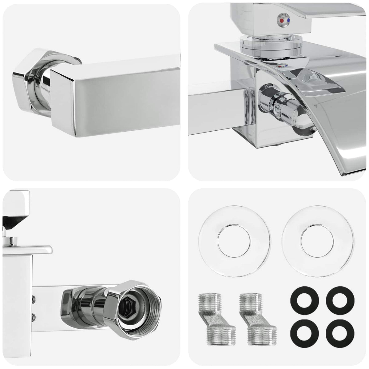 vidaXL Shower Mixer Tap Chrome G 1/2 inches