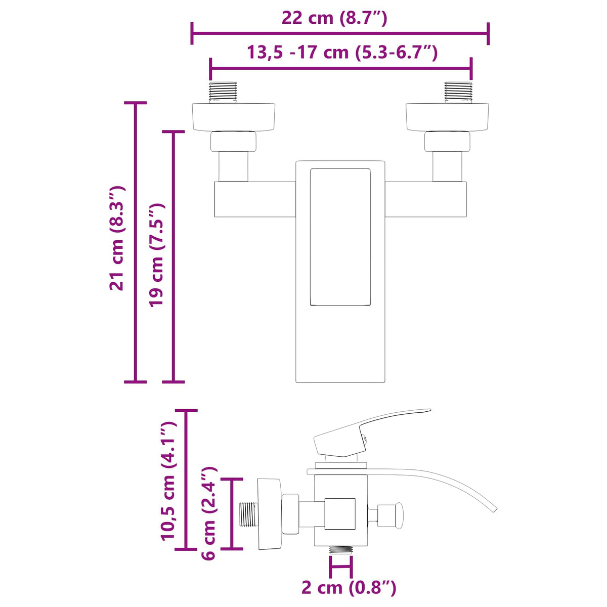 vidaXL Shower Mixer Tap Chrome G 1/2 inches
