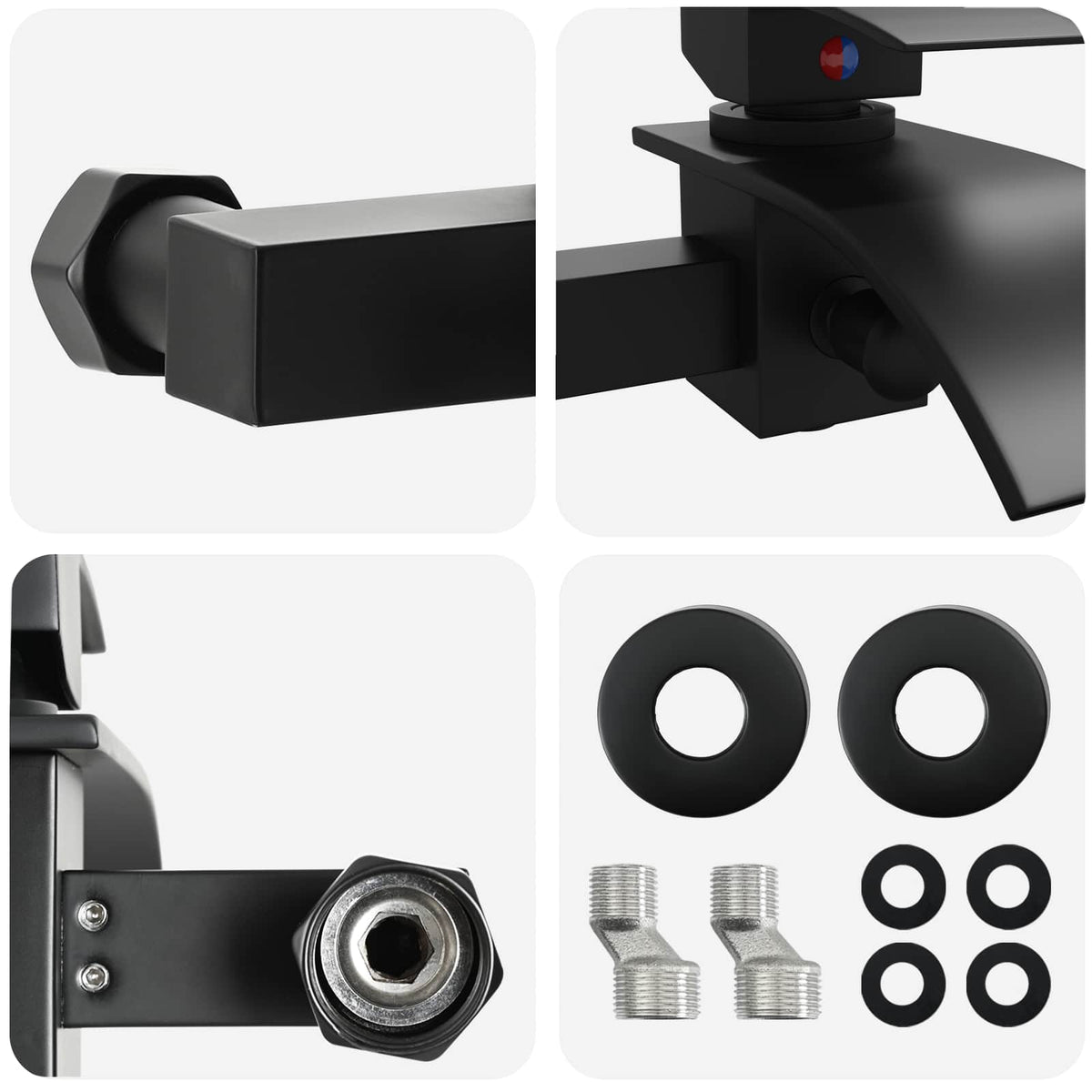vidaXL Shower Mixer Tap Black G 1/2 inches