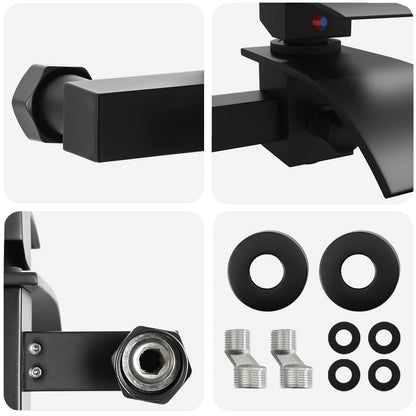 vidaXL Shower Mixer Tap Black G 1/2 inches