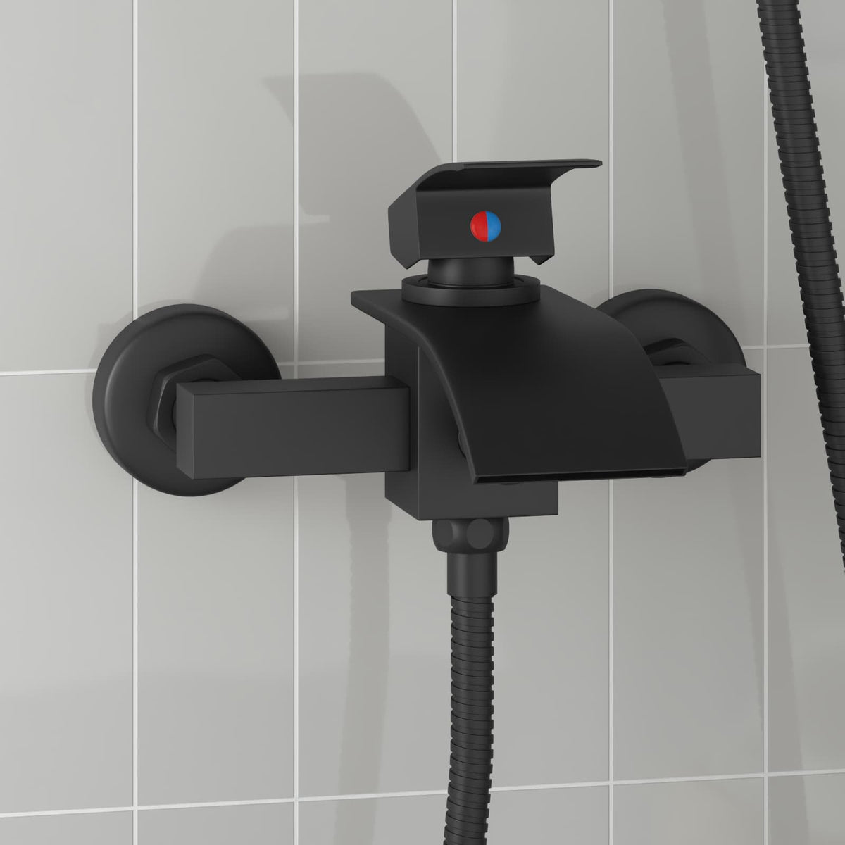 vidaXL Shower Mixer Tap Black G 1/2 inches