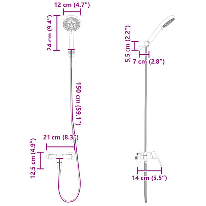 vidaXL Shower Head Set Chrome G 1 / 2 inches Brass