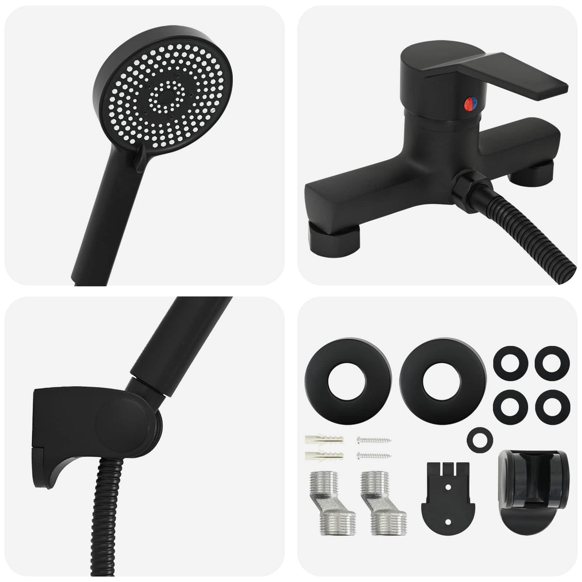 vidaXL Shower Head Set Black G 1 / 2 inches Brass