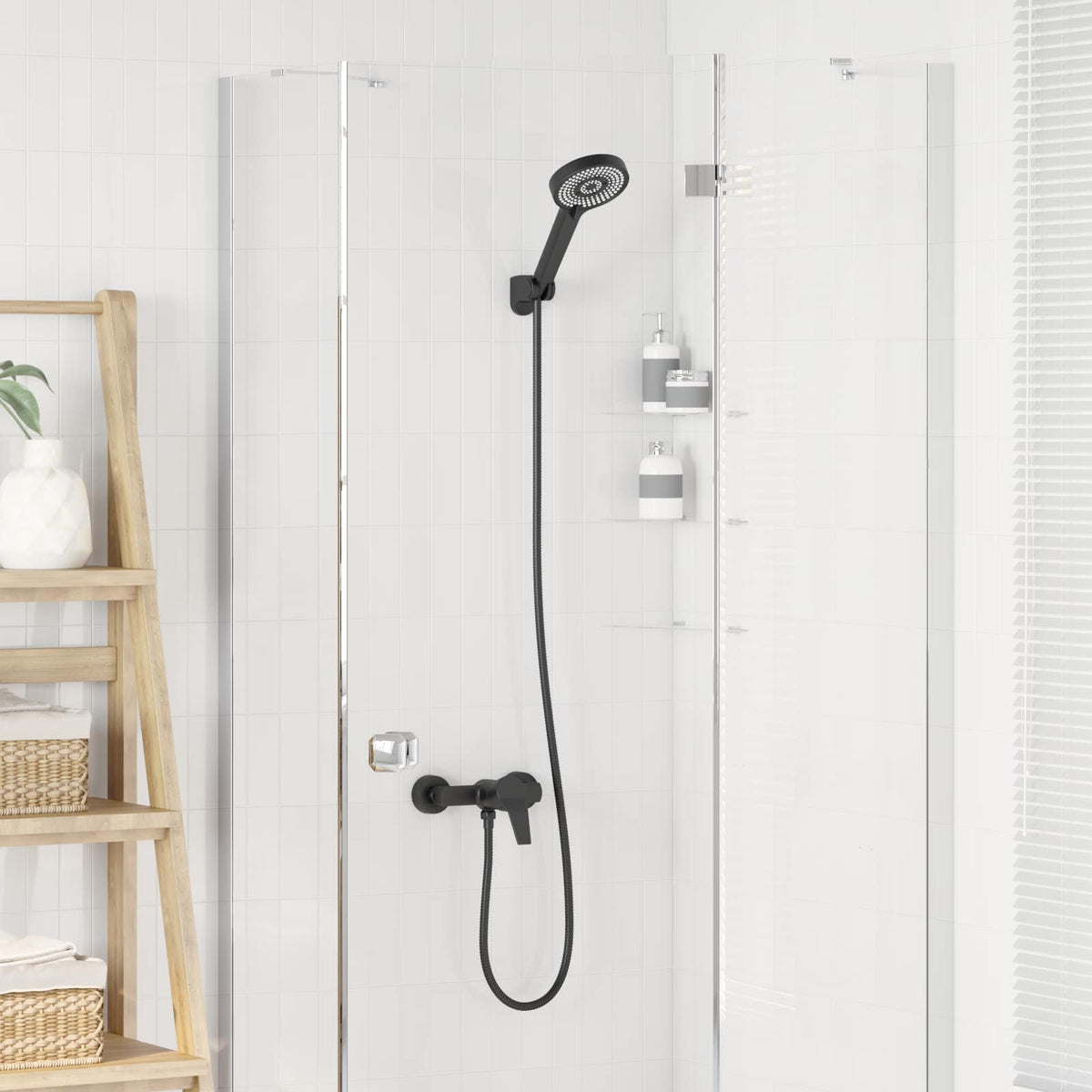 vidaXL Shower Head Set Black G 1 / 2 inches Brass