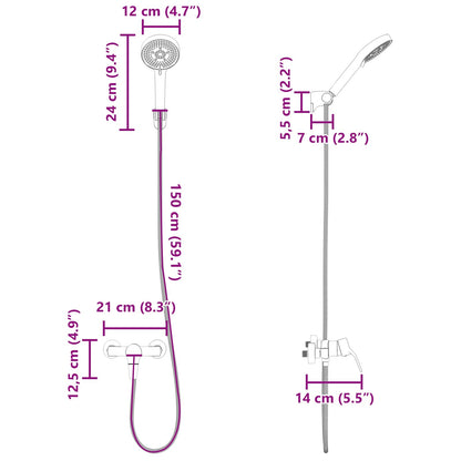 vidaXL Shower Head Set Black G 1 / 2 inches Brass
