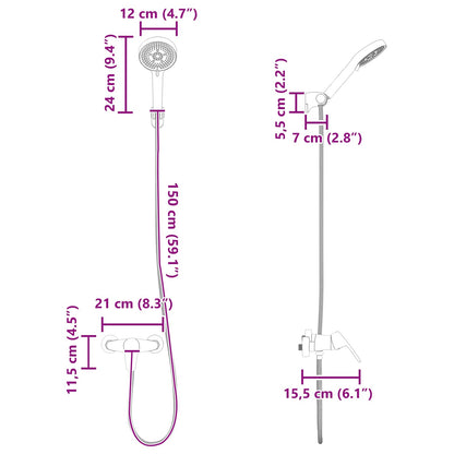 vidaXL Shower Head Set Chrome G 1 / 2 inches