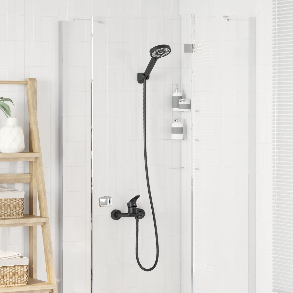 vidaXL Shower Head Set Black G 1/2 inches