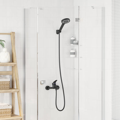 vidaXL Shower Head Set Black G 1/2 inches