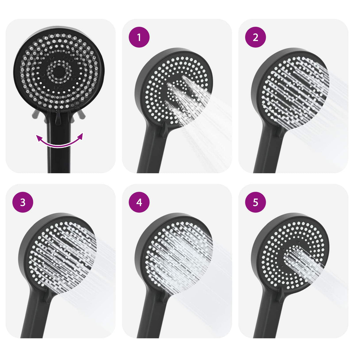 vidaXL Shower Head Set Black G 1/2 inches