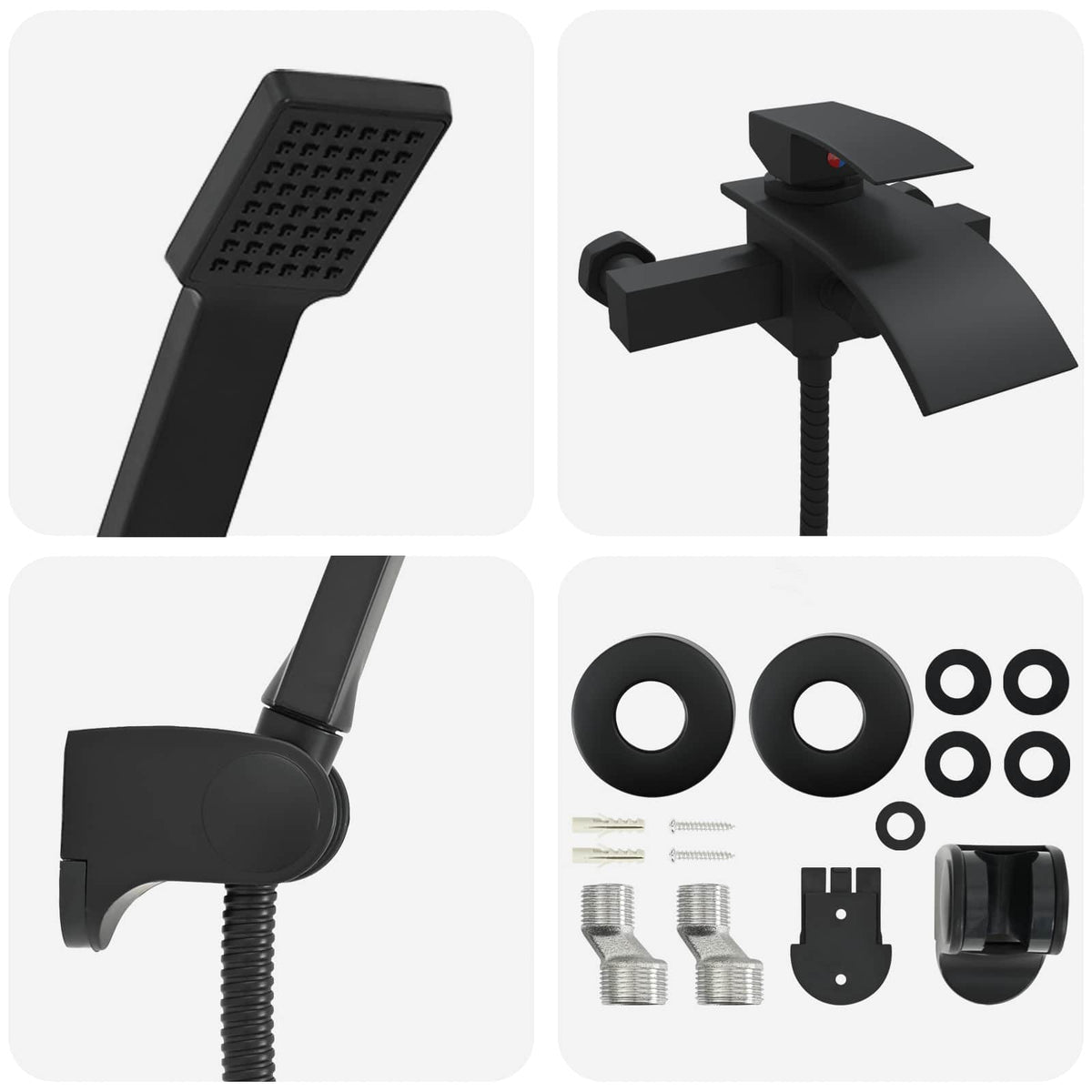 vidaXL Shower Head Set Black G 1/2 inches