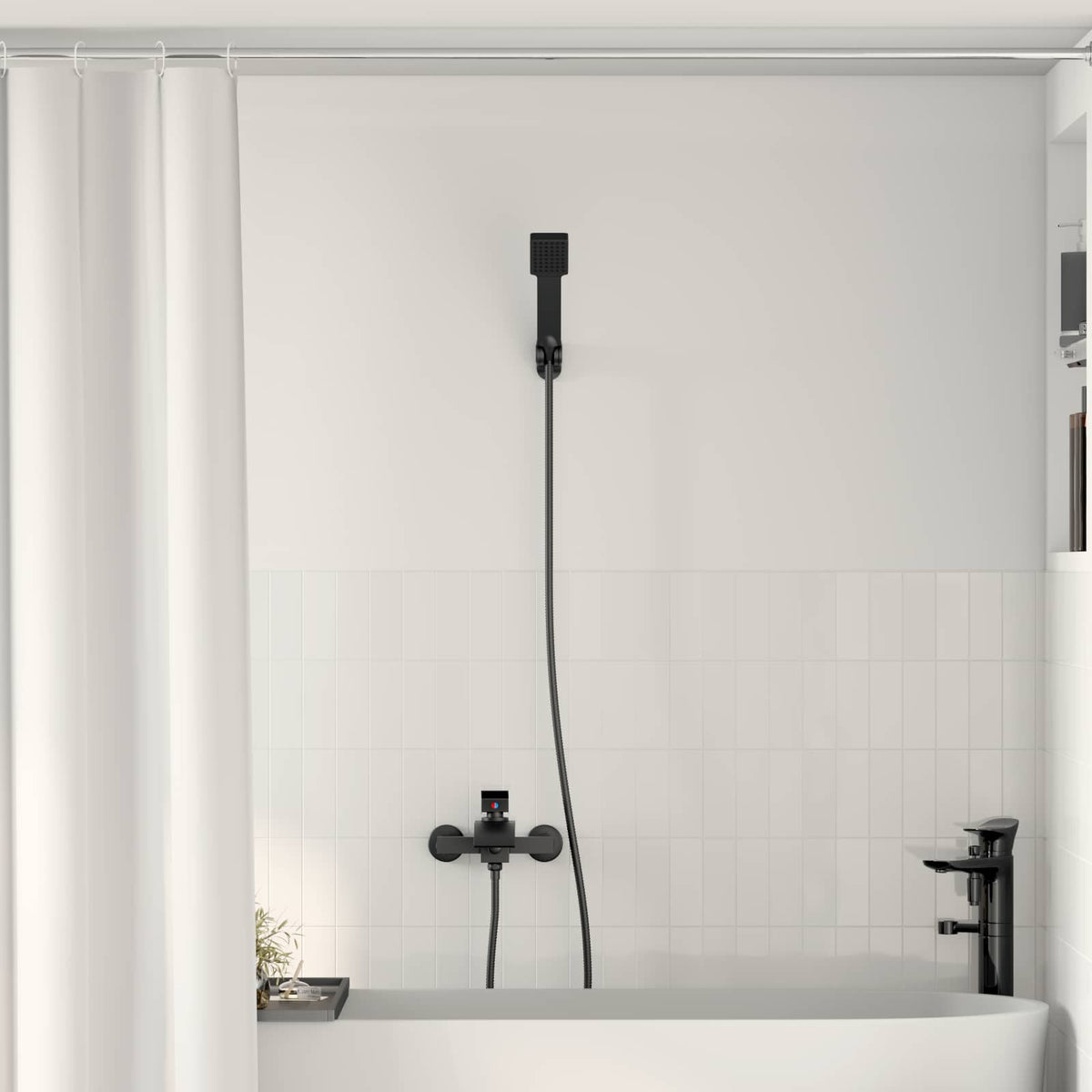 vidaXL Shower Head Set Black G 1/2 inches