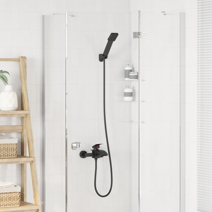 vidaXL Shower Head Set Black G 1/2 inches