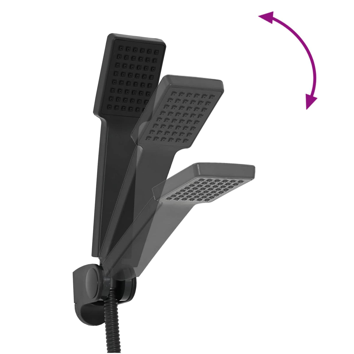 vidaXL Shower Head Set Black G 1/2 inches