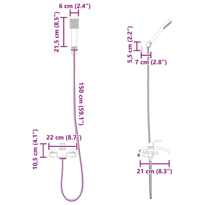 vidaXL Shower Head Set Black G 1/2 inches