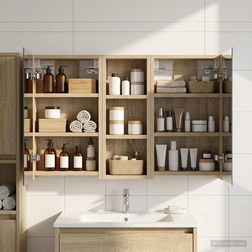 vidaXL Bathroom Cabinet Set 3 pcs 80 x 10.5 x 50 cm Engineered wood
