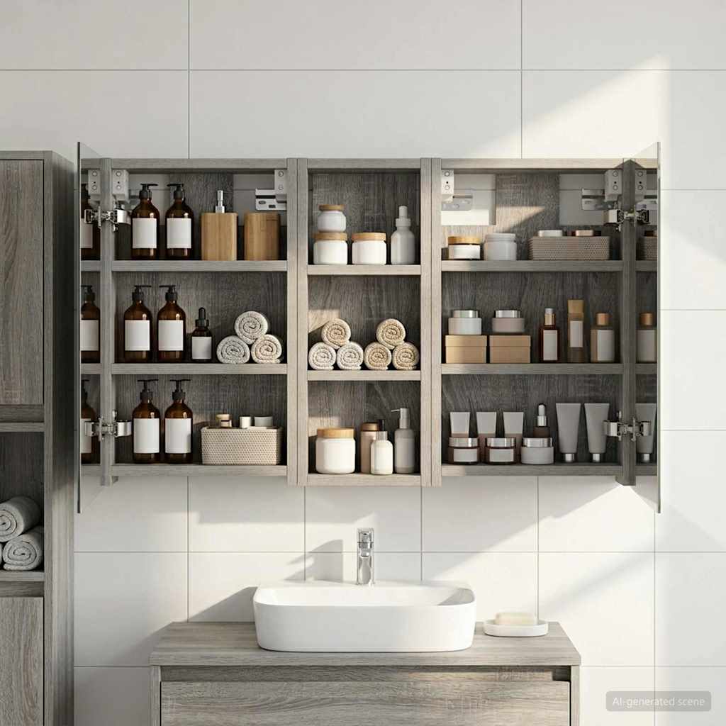 vidaXL Bathroom Cabinet Set 3 pcs 80 x 10.5 x 50 cm Engineered wood