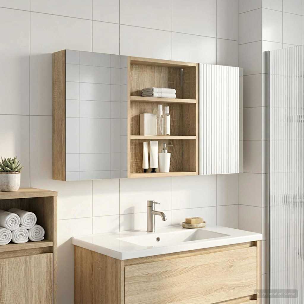 vidaXL Bathroom Cabinet Set 3 pcs 100 x 10.5 x 50 cm Engineered wood