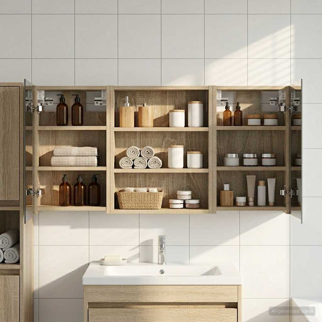 vidaXL Bathroom Cabinet Set 3 pcs 100 x 10.5 x 50 cm Engineered wood