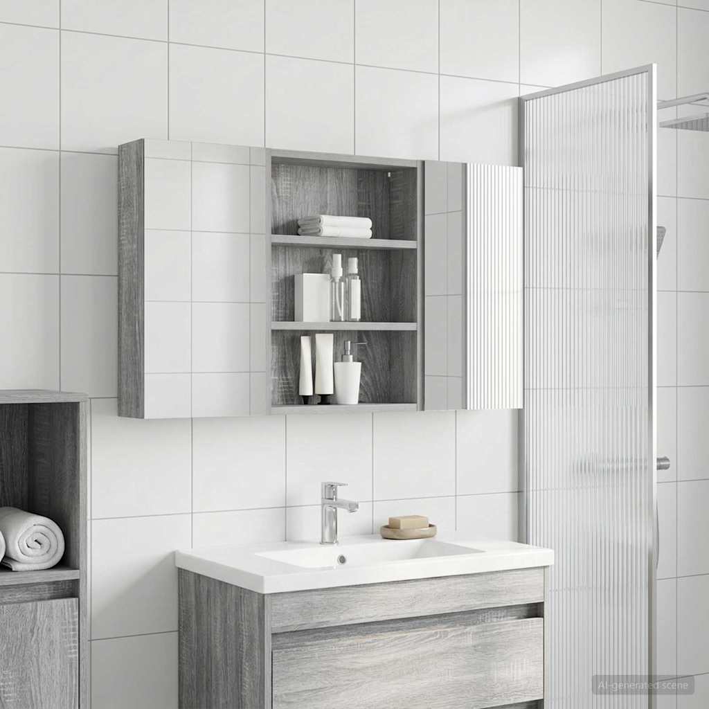 vidaXL Bathroom Cabinet Set 3 pcs 100 x 10.5 x 50 cm Engineered wood