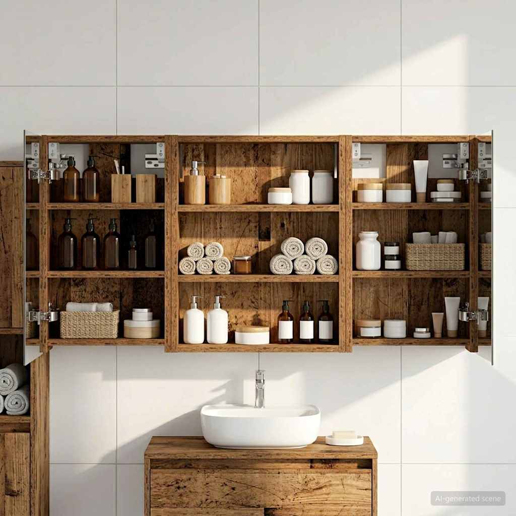 vidaXL Bathroom Cabinet Set 3 pcs 100 x 10.5 x 50 cm Engineered wood