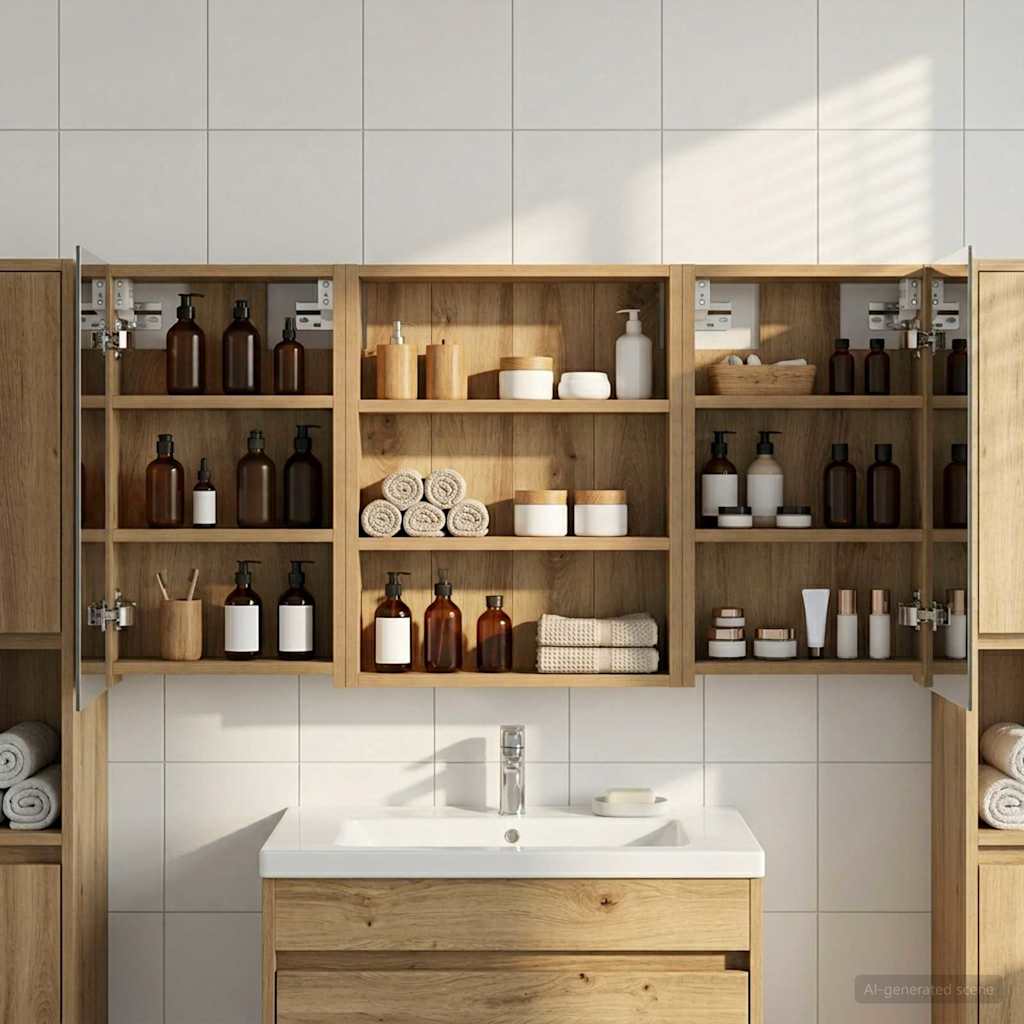 vidaXL Bathroom Cabinet Set 3 pcs 100 x 10.5 x 50 cm Engineered wood