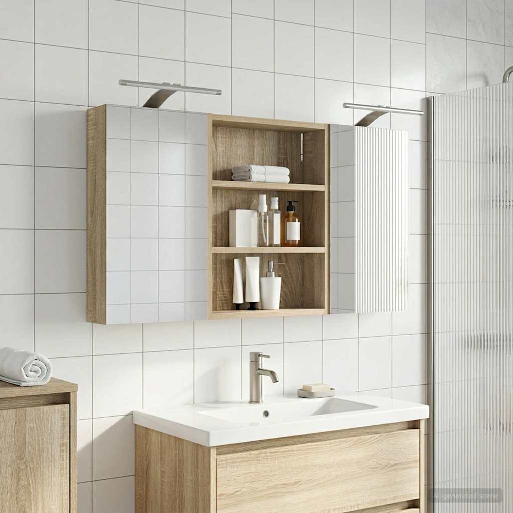 vidaXL Bathroom Cabinet Set 3 pcs 100 x 10.5 x 50 cm Engineered wood