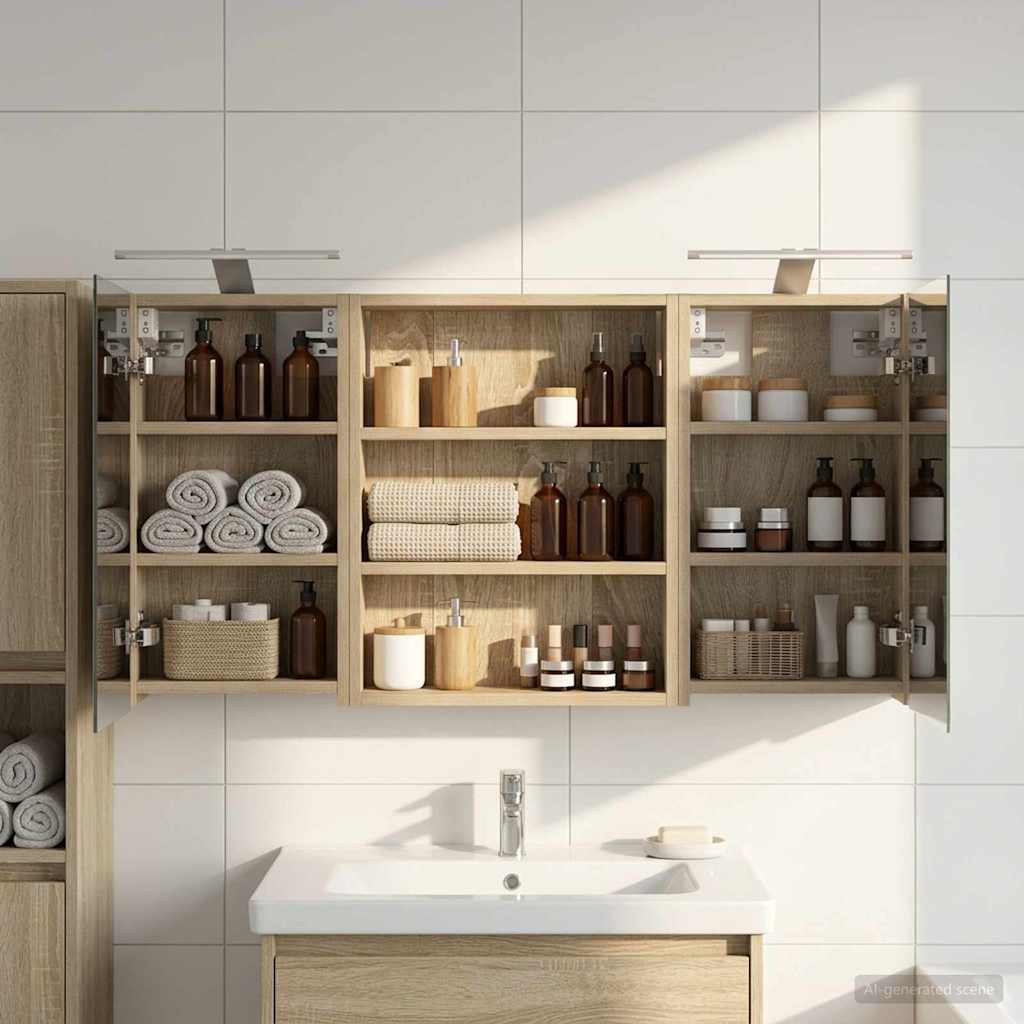 vidaXL Bathroom Cabinet Set 3 pcs 100 x 10.5 x 50 cm Engineered wood