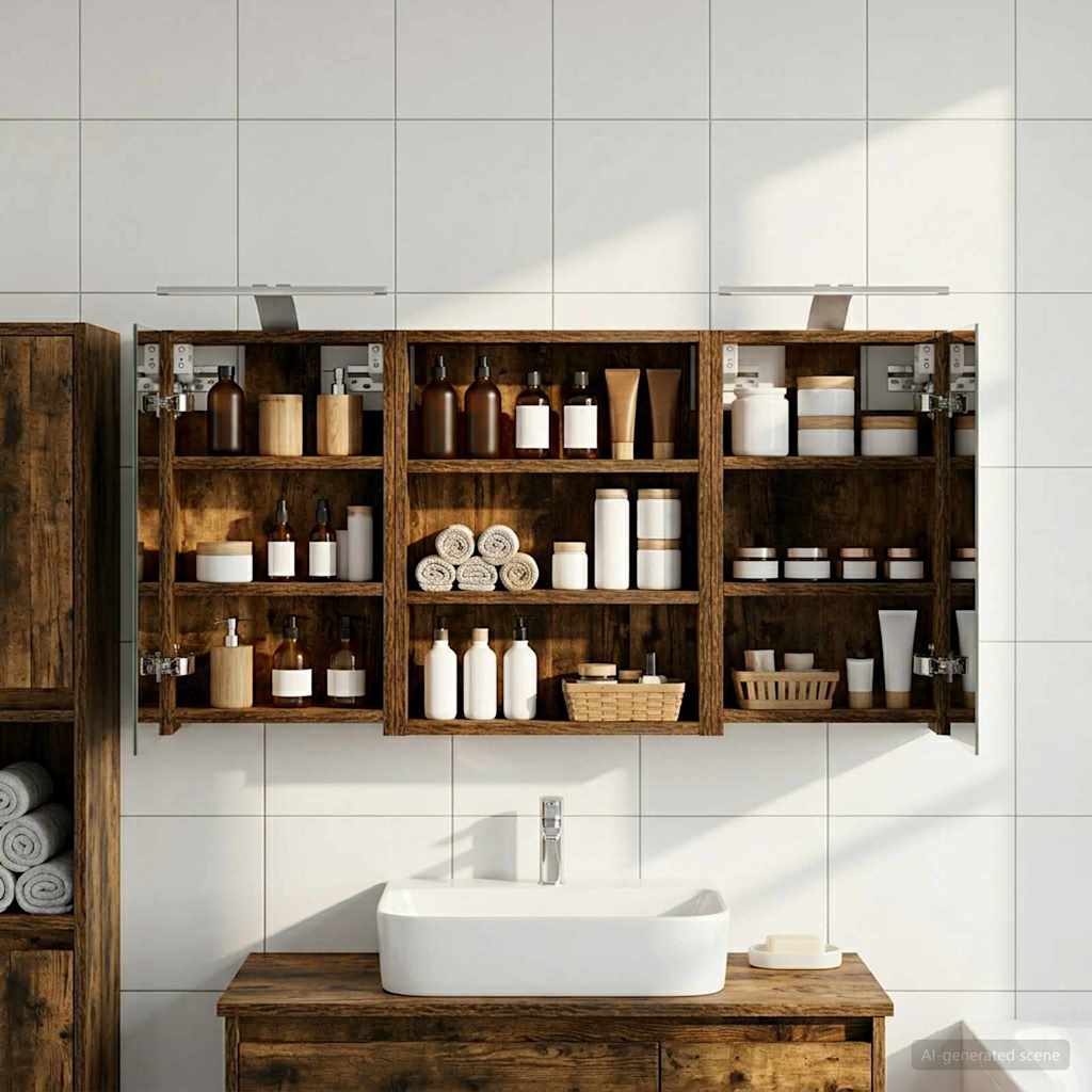 vidaXL Bathroom Cabinet Set 3 pcs 100 x 10.5 x 50 cm Engineered wood