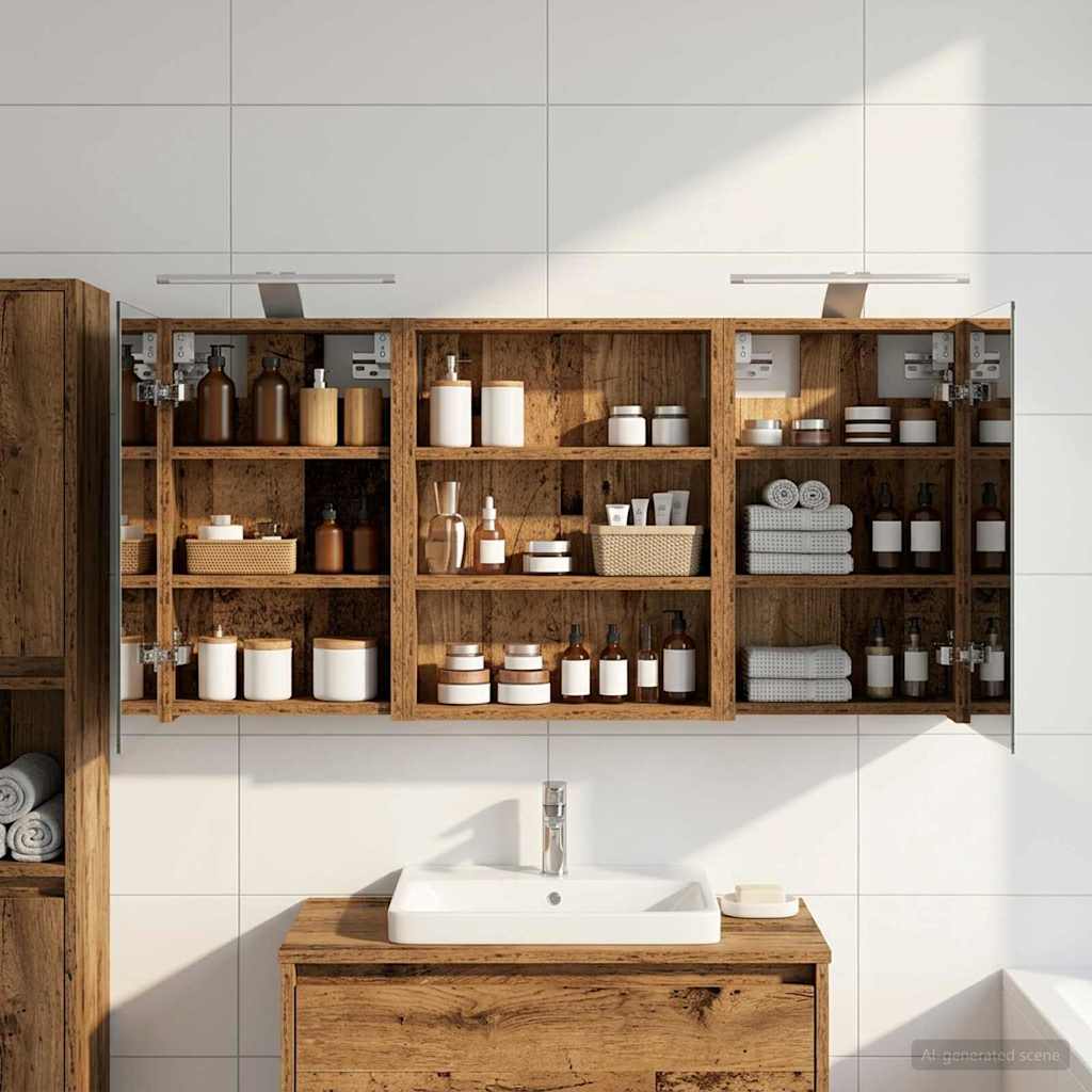 vidaXL Bathroom Cabinet Set 3 pcs 100 x 10.5 x 50 cm Engineered wood