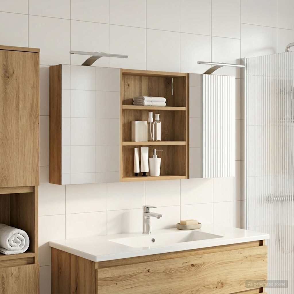 vidaXL Bathroom Cabinet Set 3 pcs 100 x 10.5 x 50 cm Engineered wood