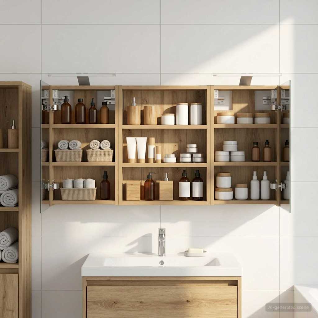 vidaXL Bathroom Cabinet Set 3 pcs 100 x 10.5 x 50 cm Engineered wood