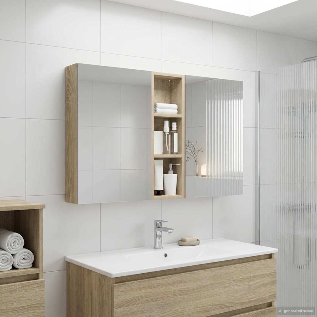 vidaXL Bathroom Cabinet Set 3 pcs 100 x 10.5 x 60.5 cm Engineered wood