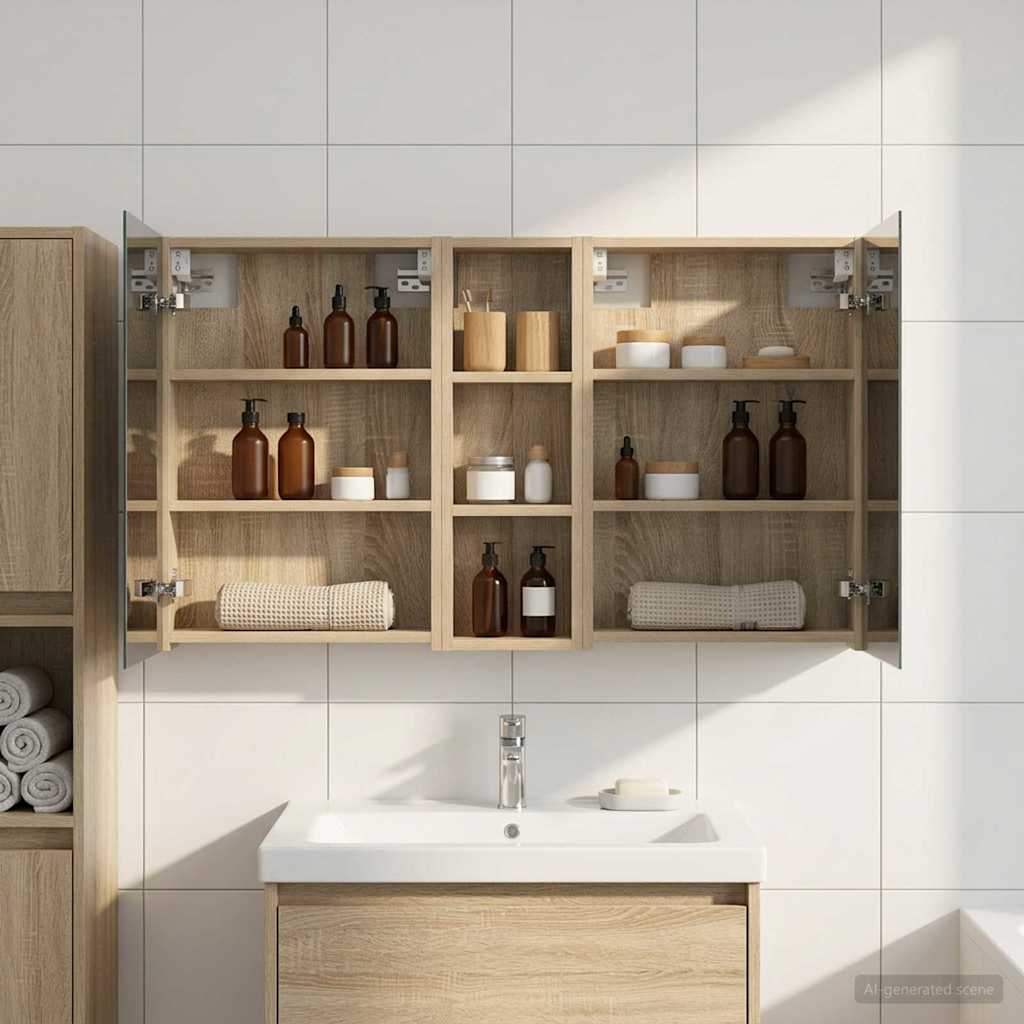 vidaXL Bathroom Cabinet Set 3 pcs 100 x 10.5 x 60.5 cm Engineered wood