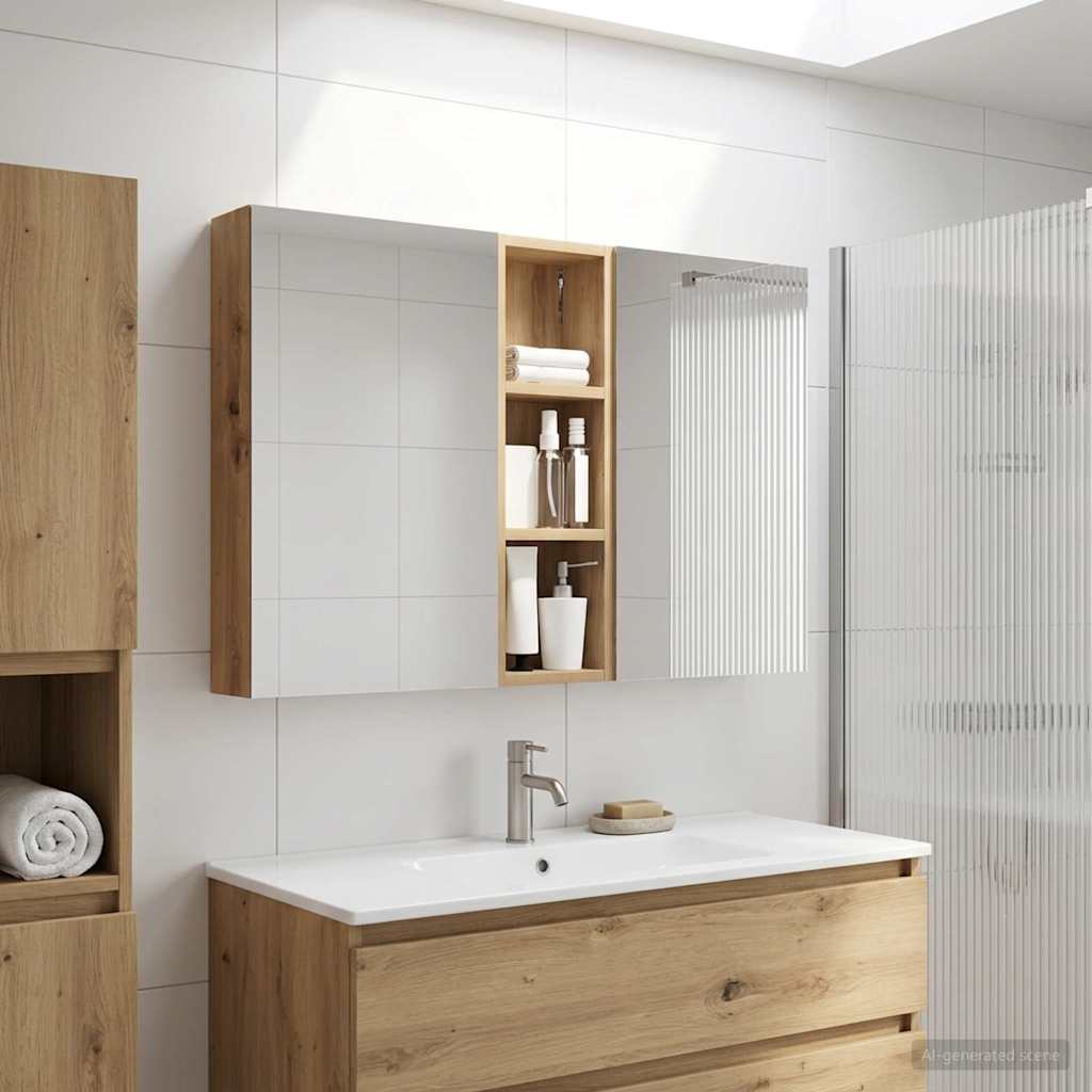 vidaXL Bathroom Cabinet Set 3 pcs 100 x 10.5 x 60.5 cm Engineered wood