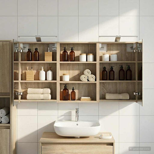 vidaXL Bathroom Cabinet Set 3 pcs 120 x 10.5 x 60.5 cm Engineered wood