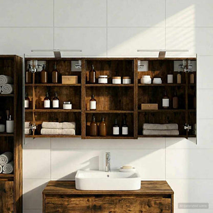vidaXL Bathroom Cabinet Set 3 pcs 120 x 10.5 x 60.5 cm Engineered wood