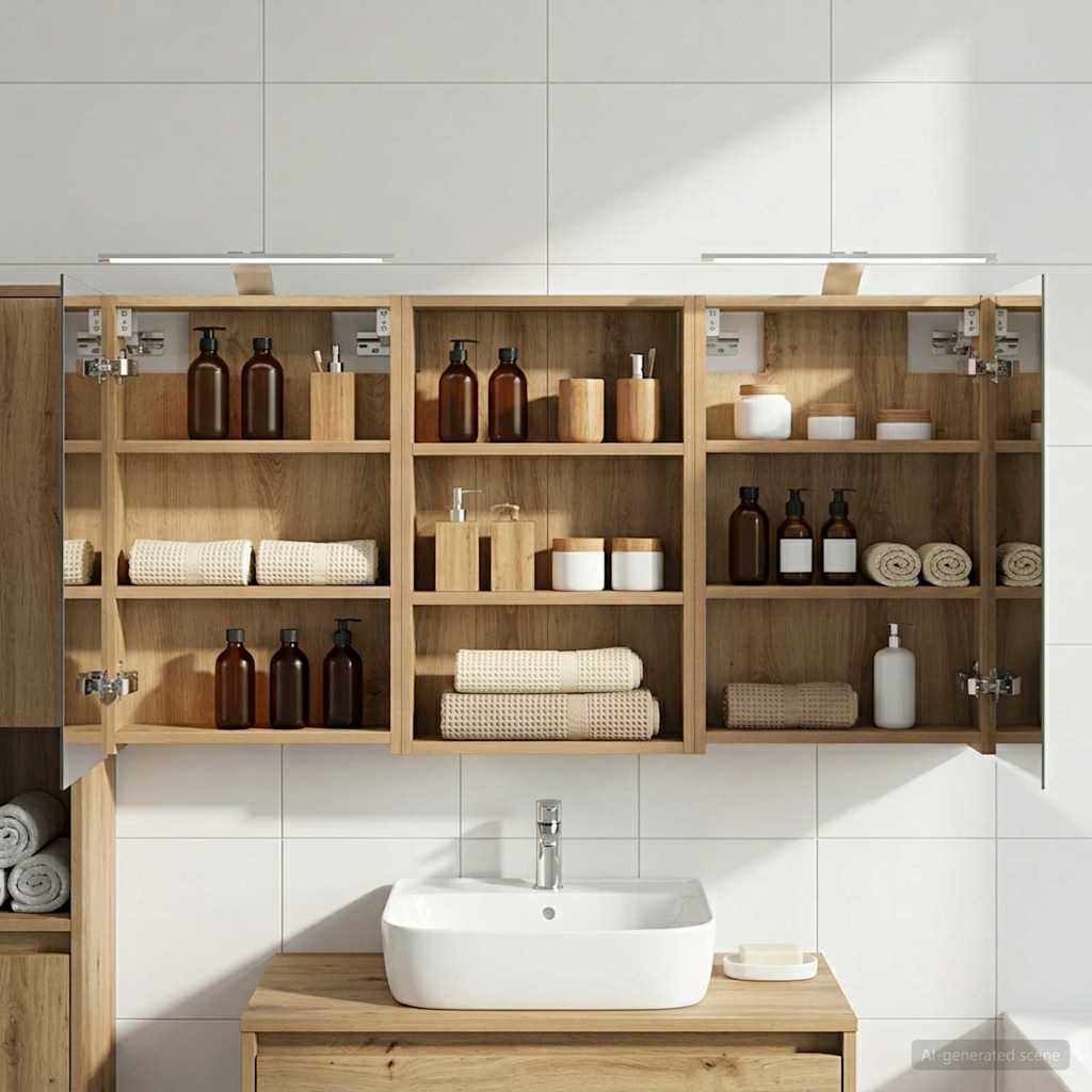 vidaXL Bathroom Cabinet Set 3 pcs 120 x 10.5 x 60.5 cm Engineered wood