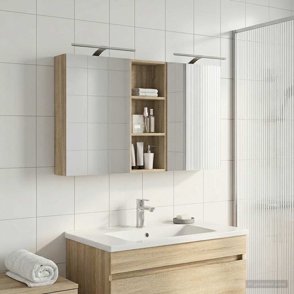 vidaXL Bathroom Cabinet Set 3 pcs 130 x 14.5 x 70 cm Engineered wood